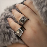 Bubbles ring with 14K white gold zirconia